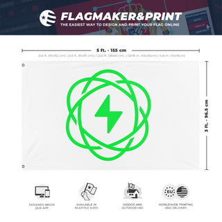 A mockup depicting custom flag specifications and measurements for 'Uranix flag'