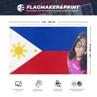 A mockup depicting custom flag specifications and measurements for 'HASH flag'