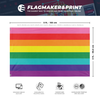 A mockup depicting custom flag specifications and measurements for 'Original Flag'