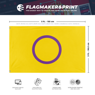 A mockup depicting custom flag specifications and measurements for 'Intersex Flag'