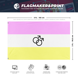 A mockup depicting custom flag specifications and measurements for 'Twink Flag'