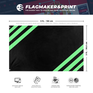 A mockup depicting custom flag specifications and measurements for 'Depression Pride Flag'