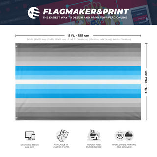 A mockup depicting custom flag specifications and measurements for 'Social Anxiety Pride Flag'