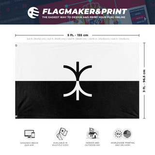 A mockup depicting custom flag specifications and measurements for 'Borderline Pride Flag'