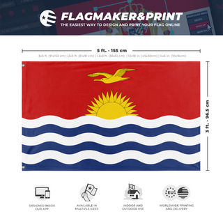 A mockup depicting custom flag specifications and measurements for 'Flag of Kiribati flag'