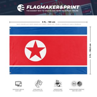 A mockup depicting custom flag specifications and measurements for 'Flag of Korea'