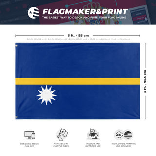 A mockup depicting custom flag specifications and measurements for 'Flag of Nauru flag'