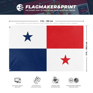A mockup depicting custom flag specifications and measurements for 'Flag of Panama flag'