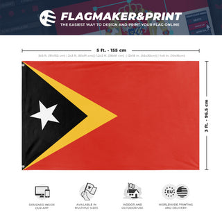 A mockup depicting custom flag specifications and measurements for 'Flag of Timor-Leste flag'