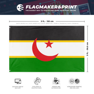 A mockup depicting custom flag specifications and measurements for 'Proposal Flag for Western Sahara flag'