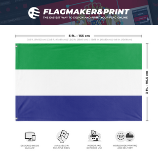 A mockup depicting custom flag specifications and measurements for 'Rhine Confederation Flag'