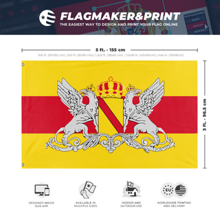 A mockup depicting custom flag specifications and measurements for 'Grand Duchy of Baden Flag'