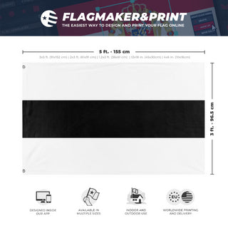 A mockup depicting custom flag specifications and measurements for 'Delft Flag'