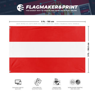 A mockup depicting custom flag specifications and measurements for 'Liberal Flag'