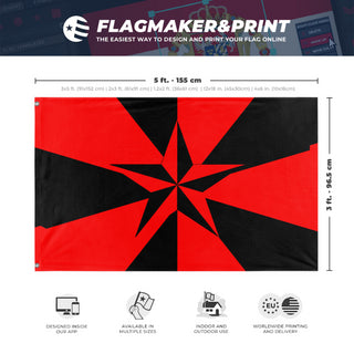 A mockup depicting custom flag specifications and measurements for 'Libertarian Socialist Flag'