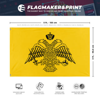 A mockup depicting custom flag specifications and measurements for 'Orthodox Flag'