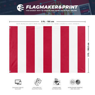 A mockup depicting custom flag specifications and measurements for 'Sons of Liberty Flag'