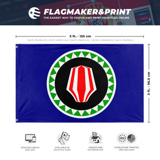 A mockup depicting custom flag specifications and measurements for 'Boungainville flag'