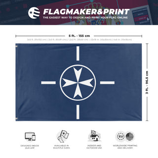 A mockup depicting custom flag specifications and measurements for 'Order of St. Vince flag'