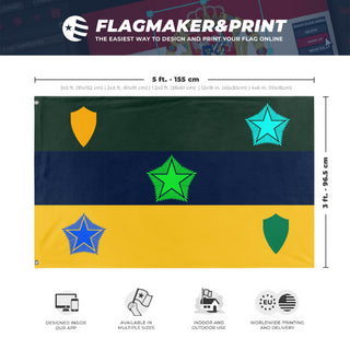 A mockup depicting custom flag specifications and measurements for 'La Federation pro neutral flag'