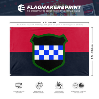 A mockup depicting custom flag specifications and measurements for '99th DIV flag'