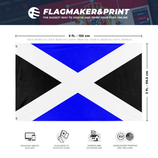 A mockup depicting custom flag specifications and measurements for 'Jacob D flag'