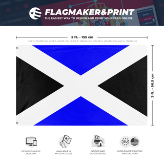 A mockup depicting custom flag specifications and measurements for 'grudging owl flag'