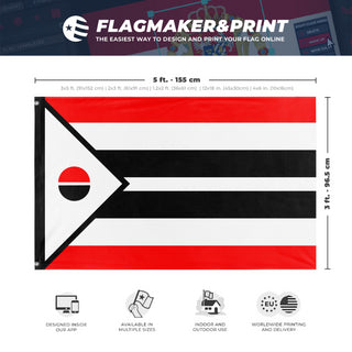 A mockup depicting custom flag specifications and measurements for 'Arapaho Nation flag'