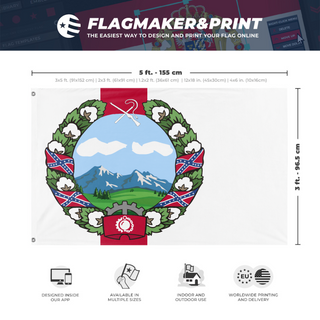 A mockup depicting custom flag specifications and measurements for 'Southron Worker's Republic flag'