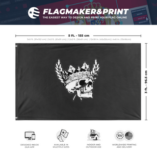 A mockup depicting custom flag specifications and measurements for 'idas flag'
