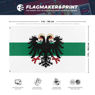 A mockup depicting custom flag specifications and measurements for 'Republic of Eastern Bulgaria flag'