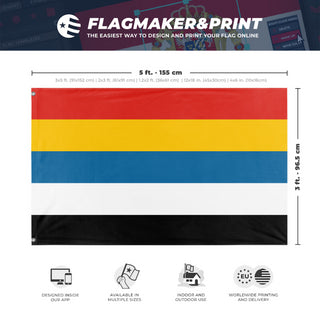 A mockup depicting custom flag specifications and measurements for 'China Beiyang Republic flag'
