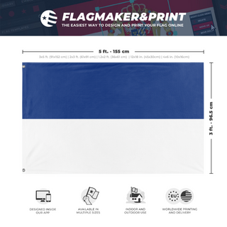 A mockup depicting custom flag specifications and measurements for 'the future flag'