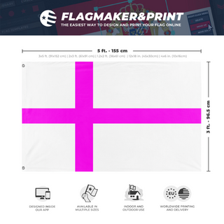 A mockup depicting custom flag specifications and measurements for 'jandonia flag'