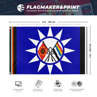 A mockup depicting custom flag specifications and measurements for 'Second Republic of  China Navy flag'