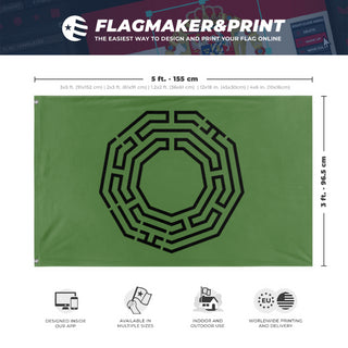 A mockup depicting custom flag specifications and measurements for 'Ghorman Protester Flag'