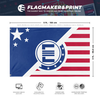 A mockup depicting custom flag specifications and measurements for 'Enclave flag'