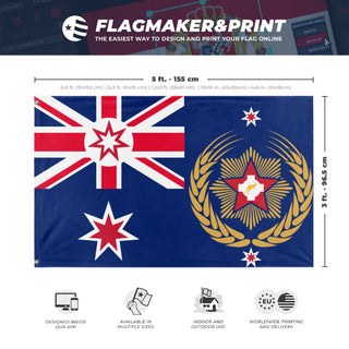 A mockup depicting custom flag specifications and measurements for 'NSW flag'