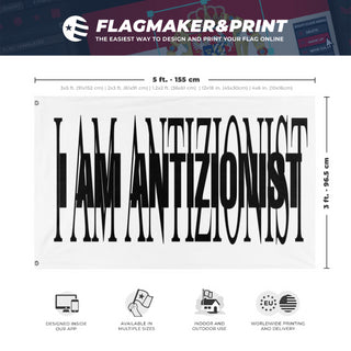 A mockup depicting custom flag specifications and measurements for 'Aura flag'