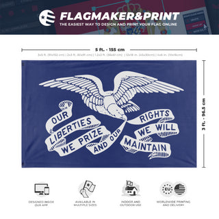 A mockup depicting custom flag specifications and measurements for 'Ohio State of the Union flag'