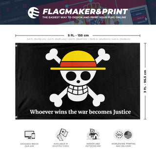 A mockup depicting custom flag specifications and measurements for 'Custom Request flag'