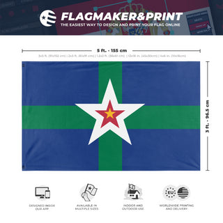 A mockup depicting custom flag specifications and measurements for 'British Lucian island flag'