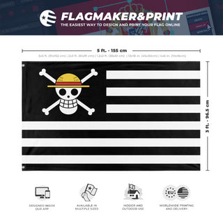 A mockup depicting custom flag specifications and measurements for 'American one Piece flag'