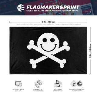 A mockup depicting custom flag specifications and measurements for 'Defcon flag'