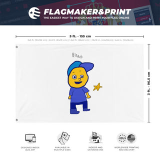 A mockup depicting custom flag specifications and measurements for 'tuff flag'