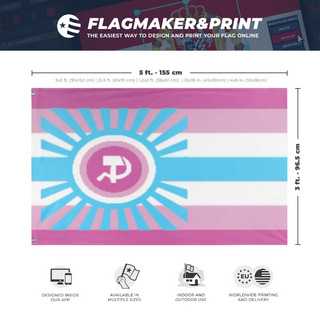 A mockup depicting custom flag specifications and measurements for 'Boykossia  flag'