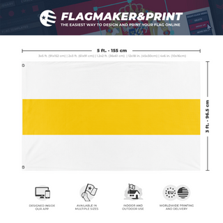 A mockup depicting custom flag specifications and measurements for 'Flag of Ententia'