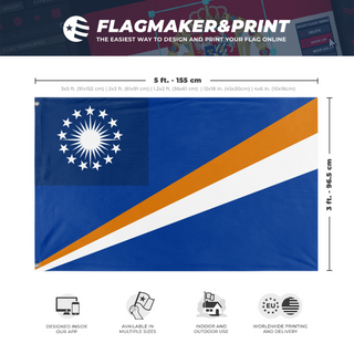 A mockup depicting custom flag specifications and measurements for 'American Protectorate of Marshall Island  flag'