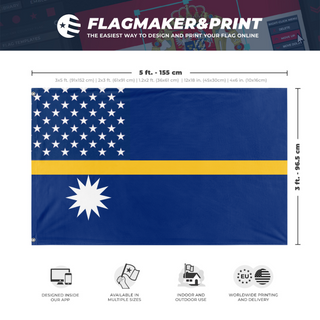 A mockup depicting custom flag specifications and measurements for 'American  Colony of Nauru flag'