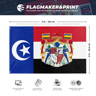 A mockup depicting custom flag specifications and measurements for 'French Egypt flag'